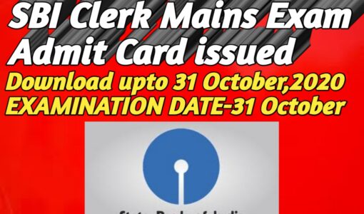 SBI Clerk Mains Exam Admit Card 2020