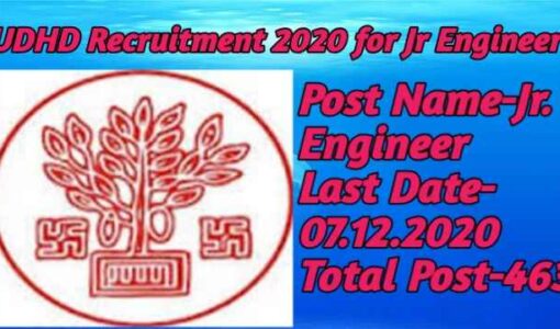 UDHD Recruitment 2020 for Jr Engineer