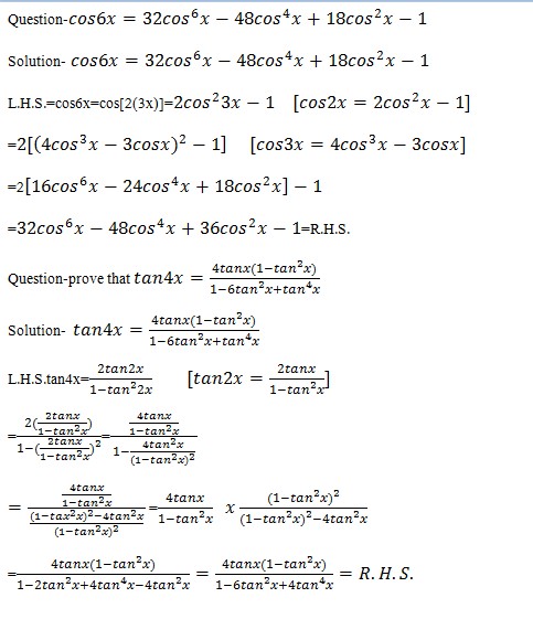 Trigonometry questions with solution