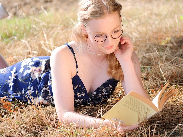 Female student solving problems while studying