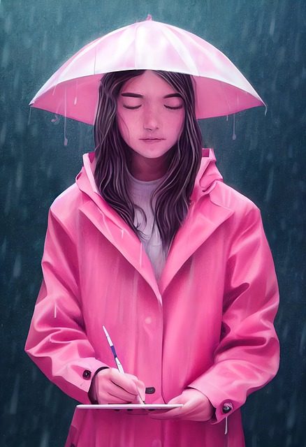 Carefree female student studying