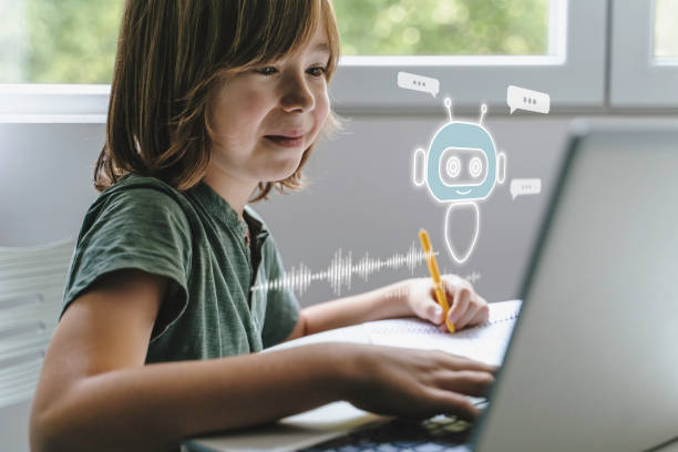Instead of a doctor,a child asks AI for treatment on a computer when he catches a cold