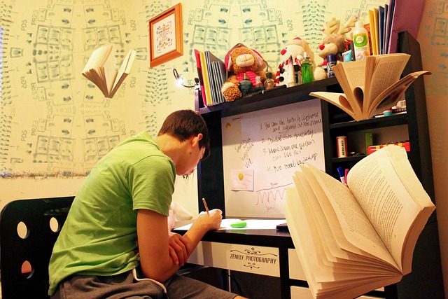 Students looking for their workbook to read in the library