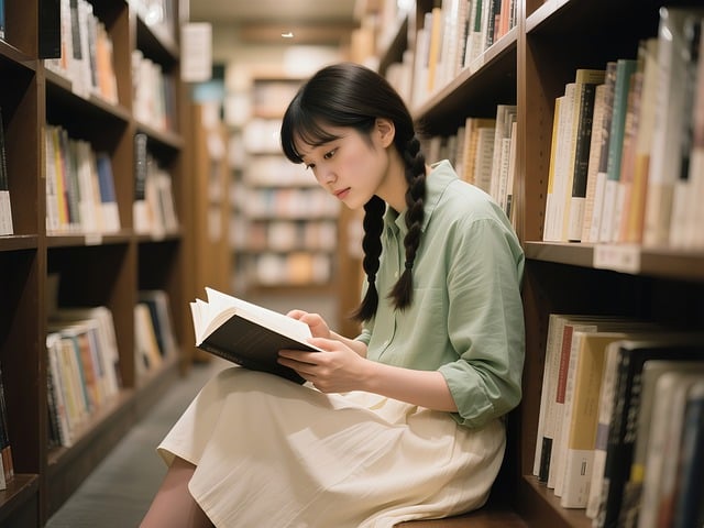 Looking at the student studying in the library, it can be said that she is proficient in reading