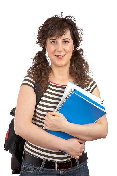 Female Student Eager to Read Course Books