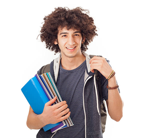Student eager to read by looking at the new books of the course