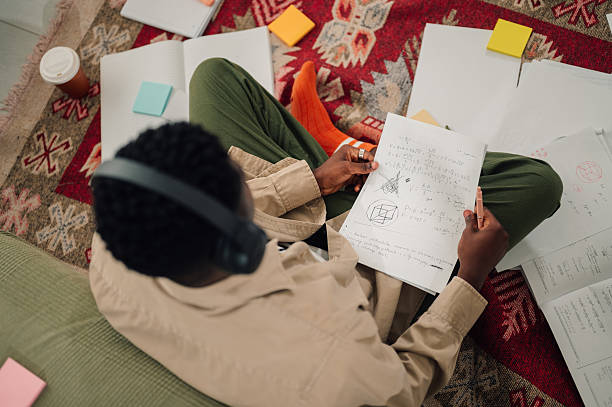 Female student struggles to solve math questions alone