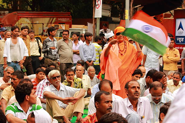 People protested on the streets after no decision was taken on the construction of Ram temple