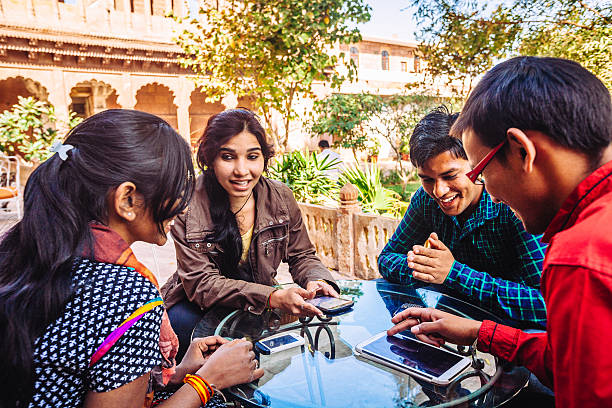 Students come together to find study material on mobile