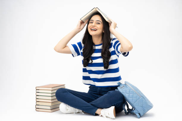 Female student happy to remember what she read