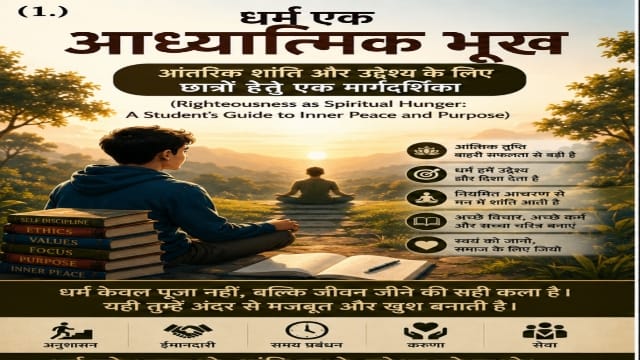 Student satisfies Righteousness as Spiritual Hunger by meditation