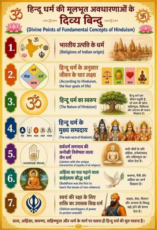 The divine points of the basic concepts of Hinduism are depicted in the image