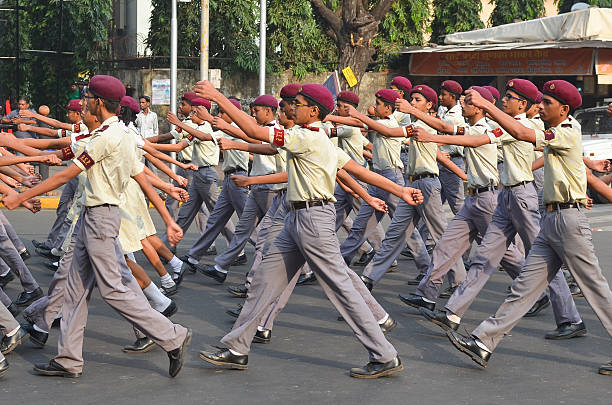 Volunteers of the Home Guard,the guardian of the nation's security,parading