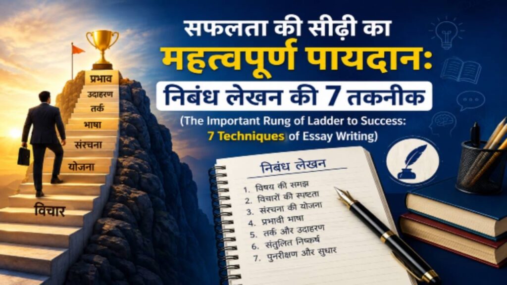 A person climbing the ladder of success representing 7 Techniques of Essay Writing