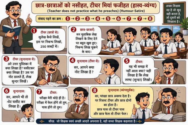 Satire by a student to admonish the teacher for not correcting his writing