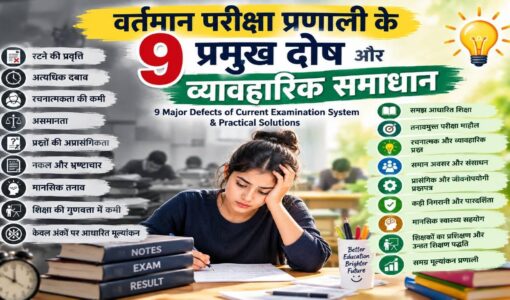 Student studying with a list of 9 Major Defects of Current Exam System