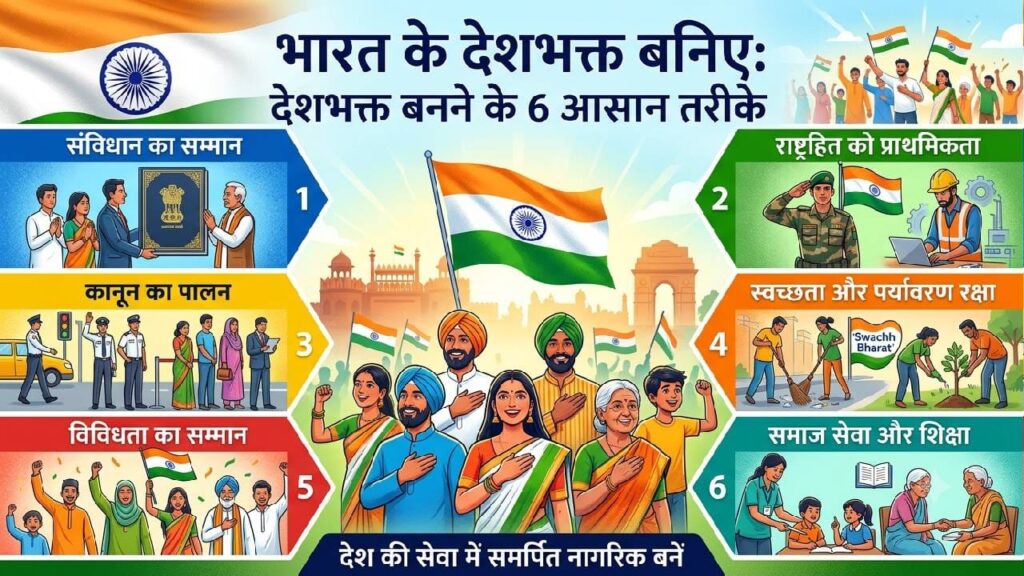 Bharat Ke Deshbhakt Baniye Written with Portraits of People