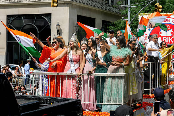 Women carrying the country's flag demonstrating patriotism