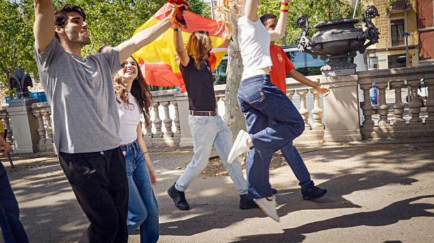 Youth demonstrating patriotism on the street