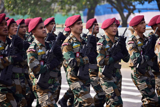 Soldiers of India parading together
