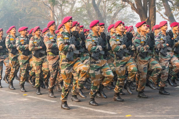 Soldiers of the country participating in the parade and showing patriotism