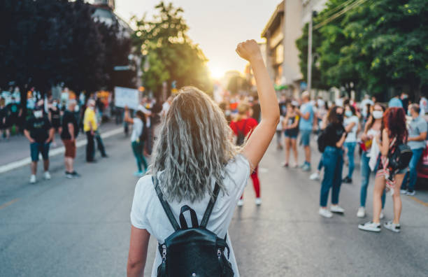 People protesting on the streets to protect human rights