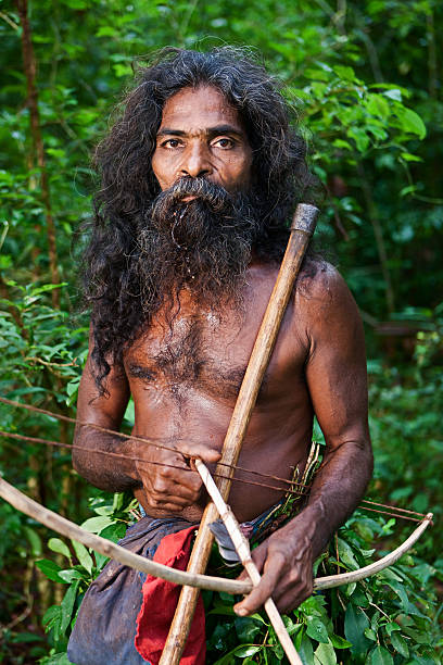 Preparing to hunt with a tribal bow