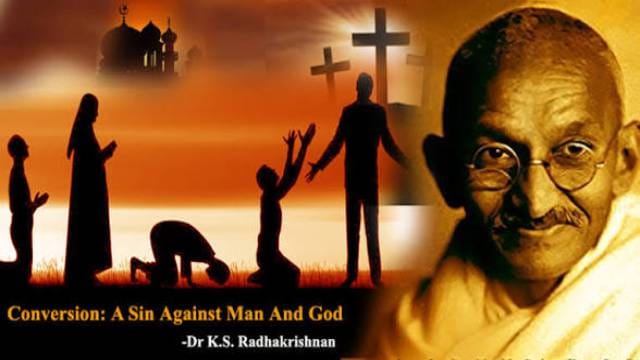 Portrait image of Mahatma Gandhi's views on Religion Conversion