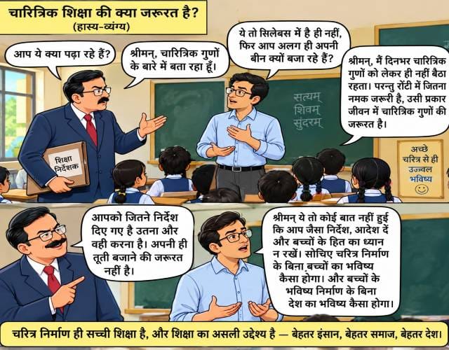 Satirism on teacher and director of education for giving and not imparting character education