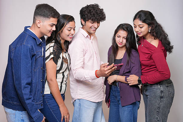 Students learning character-based education on mobile