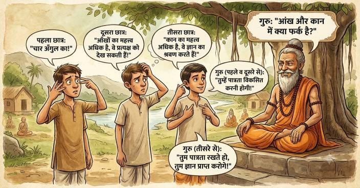 Q&A between Guru and students for eligibility to become disciples of three students