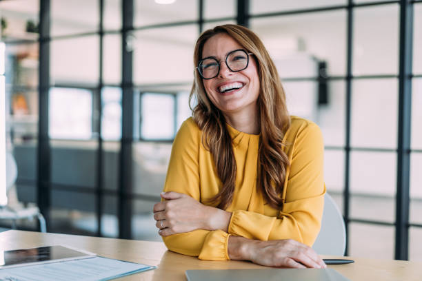 Sharp on the face of a woman employee of character