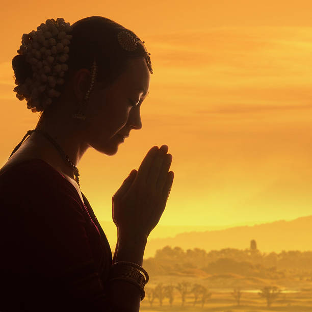 Woman meditating in solitude