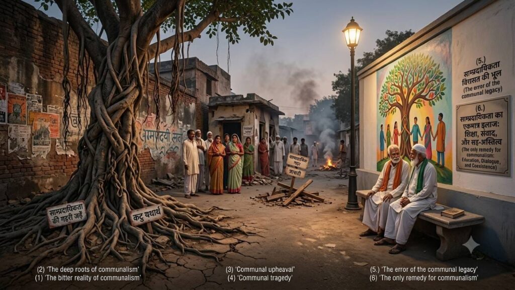 Communalism in India with some individuals writing the main points
