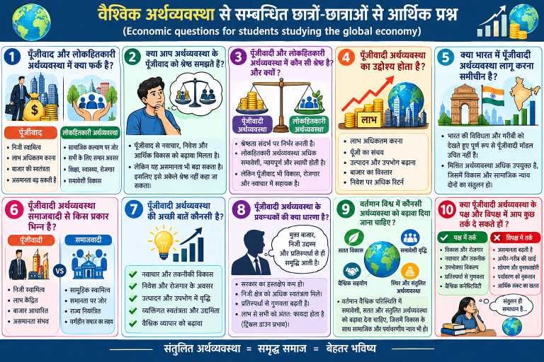 Economic questions written to students related to the globalized economy
